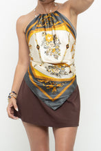 Load image into Gallery viewer, Vintage x F21 Patterned Satin Scarf Open-Back Top (XS-M)