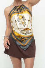 Load image into Gallery viewer, Vintage x F21 Patterned Satin Scarf Open-Back Top (XS-M)