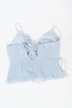 Load image into Gallery viewer, Vintage x Baby Blue Rose Pleated Crop Tank (S, M)