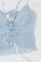 Load image into Gallery viewer, Vintage x Baby Blue Rose Pleated Crop Tank (S, M)
