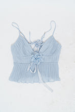 Load image into Gallery viewer, Vintage x Baby Blue Rose Pleated Crop Tank (S, M)