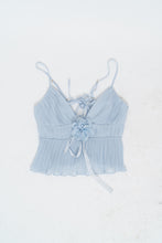 Load image into Gallery viewer, Vintage x Baby Blue Rose Pleated Crop Tank (S, M)