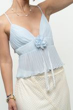 Load image into Gallery viewer, Vintage x Baby Blue Rose Pleated Crop Tank (S, M)