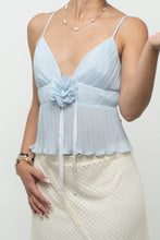 Load image into Gallery viewer, Vintage x Baby Blue Rose Pleated Crop Tank (S, M)