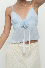 Load image into Gallery viewer, Vintage x Baby Blue Rose Pleated Crop Tank (S, M)