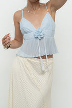 Load image into Gallery viewer, Vintage x Baby Blue Rose Pleated Crop Tank (S, M)