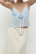 Load image into Gallery viewer, Vintage x Baby Blue Rose Pleated Crop Tank (S, M)