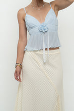 Load image into Gallery viewer, Vintage x Baby Blue Rose Pleated Crop Tank (S, M)
