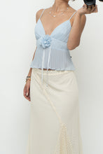Load image into Gallery viewer, Vintage x Baby Blue Rose Pleated Crop Tank (S, M)