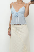 Load image into Gallery viewer, Vintage x Baby Blue Rose Pleated Crop Tank (S, M)