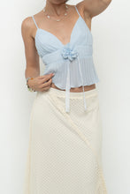 Load image into Gallery viewer, Vintage x Baby Blue Rose Pleated Crop Tank (S, M)