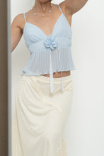 Load image into Gallery viewer, Vintage x Baby Blue Rose Pleated Crop Tank (S, M)