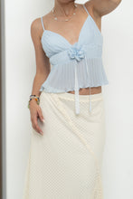Load image into Gallery viewer, Vintage x Baby Blue Rose Pleated Crop Tank (S, M)