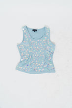 Load image into Gallery viewer, Vintage x Made in INDIA x Global Mind Blue Irridescent Sequin Crop Tank (S, M)