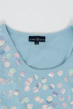 Load image into Gallery viewer, Vintage x Made in INDIA x Global Mind Blue Irridescent Sequin Crop Tank (S, M)