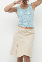 Load image into Gallery viewer, Vintage x Made in INDIA x Global Mind Blue Irridescent Sequin Crop Tank (S, M)