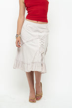 Load image into Gallery viewer, Vintage x TRICOTTO Beige Tie Panelled Midi Skirt (M, L)