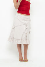 Load image into Gallery viewer, Vintage x TRICOTTO Beige Tie Panelled Midi Skirt (M, L)