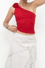 Load image into Gallery viewer, Vintage x Made in USA x Red Rose One-Shoulder Top (XS, S)