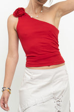 Load image into Gallery viewer, Vintage x Made in USA x Red Rose One-Shoulder Top (XS, S)