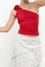 Load image into Gallery viewer, Vintage x Made in USA x Red Rose One-Shoulder Top (XS, S)