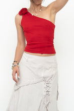 Load image into Gallery viewer, Vintage x Made in USA x Red Rose One-Shoulder Top (XS, S)