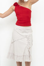 Load image into Gallery viewer, Vintage x TRICOTTO Beige Tie Panelled Midi Skirt (M, L)