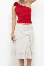Load image into Gallery viewer, Vintage x TRICOTTO Beige Tie Panelled Midi Skirt (M, L)