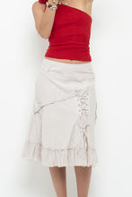 Load image into Gallery viewer, Vintage x TRICOTTO Beige Tie Panelled Midi Skirt (M, L)