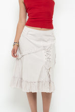 Load image into Gallery viewer, Vintage x TRICOTTO Beige Tie Panelled Midi Skirt (M, L)