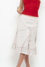 Load image into Gallery viewer, Vintage x TRICOTTO Beige Tie Panelled Midi Skirt (M, L)