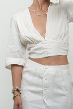 Load image into Gallery viewer, SHYANNE MIRABELLI x Made in AUS x Cotton, Linen Cream Crop Blouse (XS)