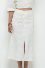 Load image into Gallery viewer, JENNIFER LANE x Cream Cotton Button Midi Skirt (XS)