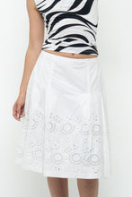 Load image into Gallery viewer, Vintage x SUZY SHIER White Cotton Eyelette Midi Skirt (S, M)