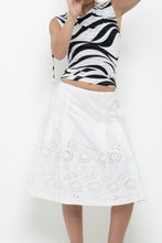 Load image into Gallery viewer, Vintage x SUZY SHIER White Cotton Eyelette Midi Skirt (S, M)