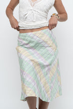 Load image into Gallery viewer, Vintage x Made in BULGARIA x Light Green, Pink Plaid Midi Skirt (S, M)