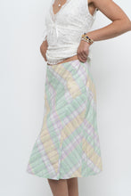 Load image into Gallery viewer, Vintage x Made in BULGARIA x Light Green, Pink Plaid Midi Skirt (S, M)