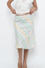 Load image into Gallery viewer, Vintage x Made in BULGARIA x Light Green, Pink Plaid Midi Skirt (S, M)