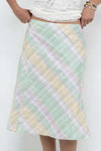 Load image into Gallery viewer, Vintage x Made in BULGARIA x Light Green, Pink Plaid Midi Skirt (S, M)