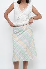 Load image into Gallery viewer, Vintage x Made in BULGARIA x Light Green, Pink Plaid Midi Skirt (S, M)