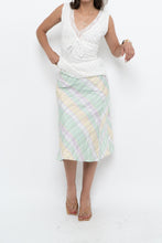 Load image into Gallery viewer, Vintage x Made in BULGARIA x Light Green, Pink Plaid Midi Skirt (S, M)
