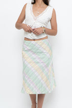Load image into Gallery viewer, Vintage x Made in BULGARIA x Light Green, Pink Plaid Midi Skirt (S, M)