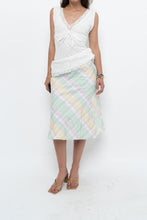 Load image into Gallery viewer, Vintage x Made in BULGARIA x Light Green, Pink Plaid Midi Skirt (S, M)