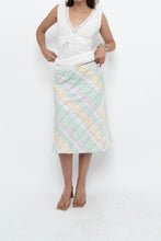 Load image into Gallery viewer, Vintage x Made in BULGARIA x Light Green, Pink Plaid Midi Skirt (S, M)