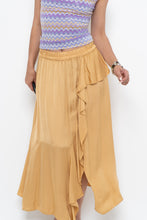 Load image into Gallery viewer, Vintage x Made in ITALY x Gold Flowy Satin Maxi Skirt (XS, S)