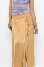 Load image into Gallery viewer, Vintage x Made in ITALY x Gold Flowy Satin Maxi Skirt (XS, S)