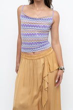Load image into Gallery viewer, Vintage x Made in USA x Purple Zigzag Patterned Shiny Tank (XS)