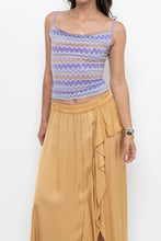 Load image into Gallery viewer, Vintage x Made in USA x Purple Zigzag Patterned Shiny Tank (XS)