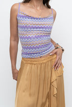 Load image into Gallery viewer, Vintage x Made in USA x Purple Zigzag Patterned Shiny Tank (XS)