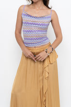 Load image into Gallery viewer, Vintage x Made in USA x Purple Zigzag Patterned Shiny Tank (XS)